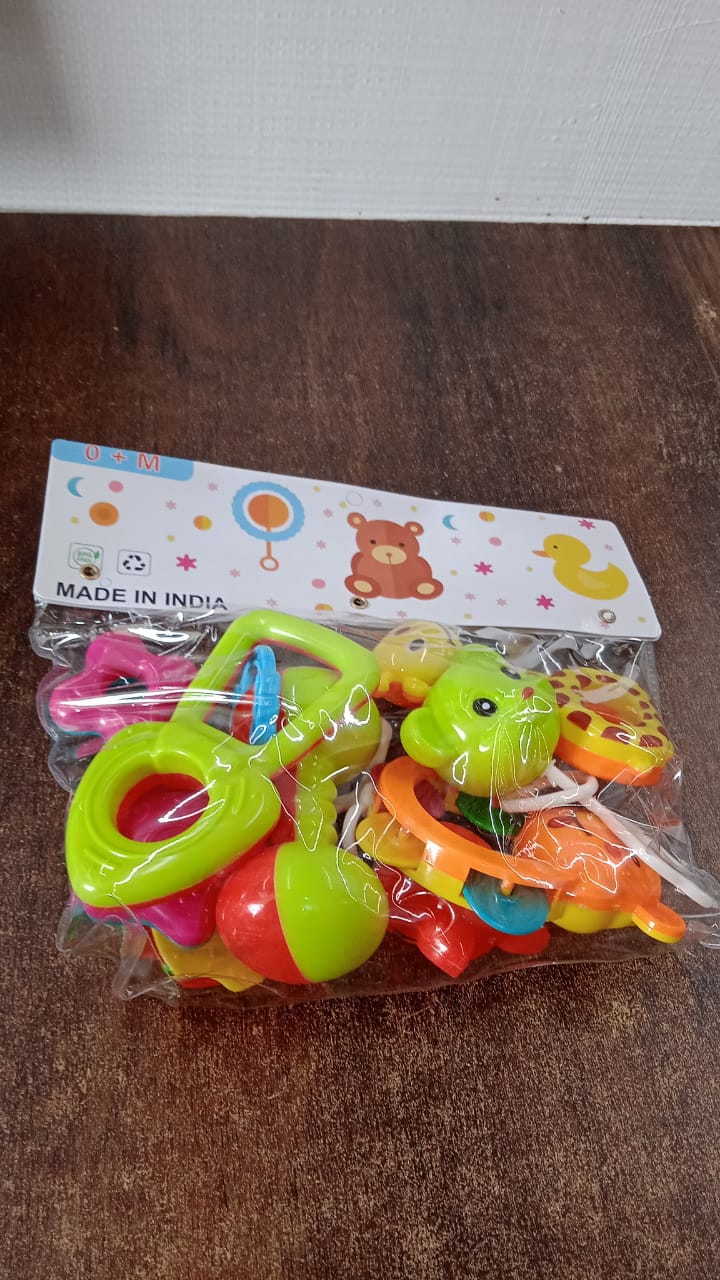 Variety of shaped and textured rattles to stimulate babyβs sensory skills